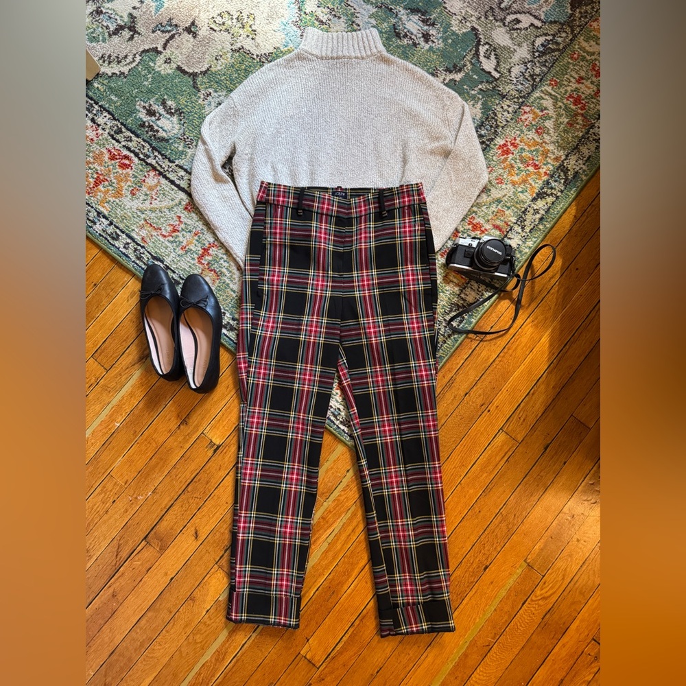 J. Crew Red and Black Plaid Pants